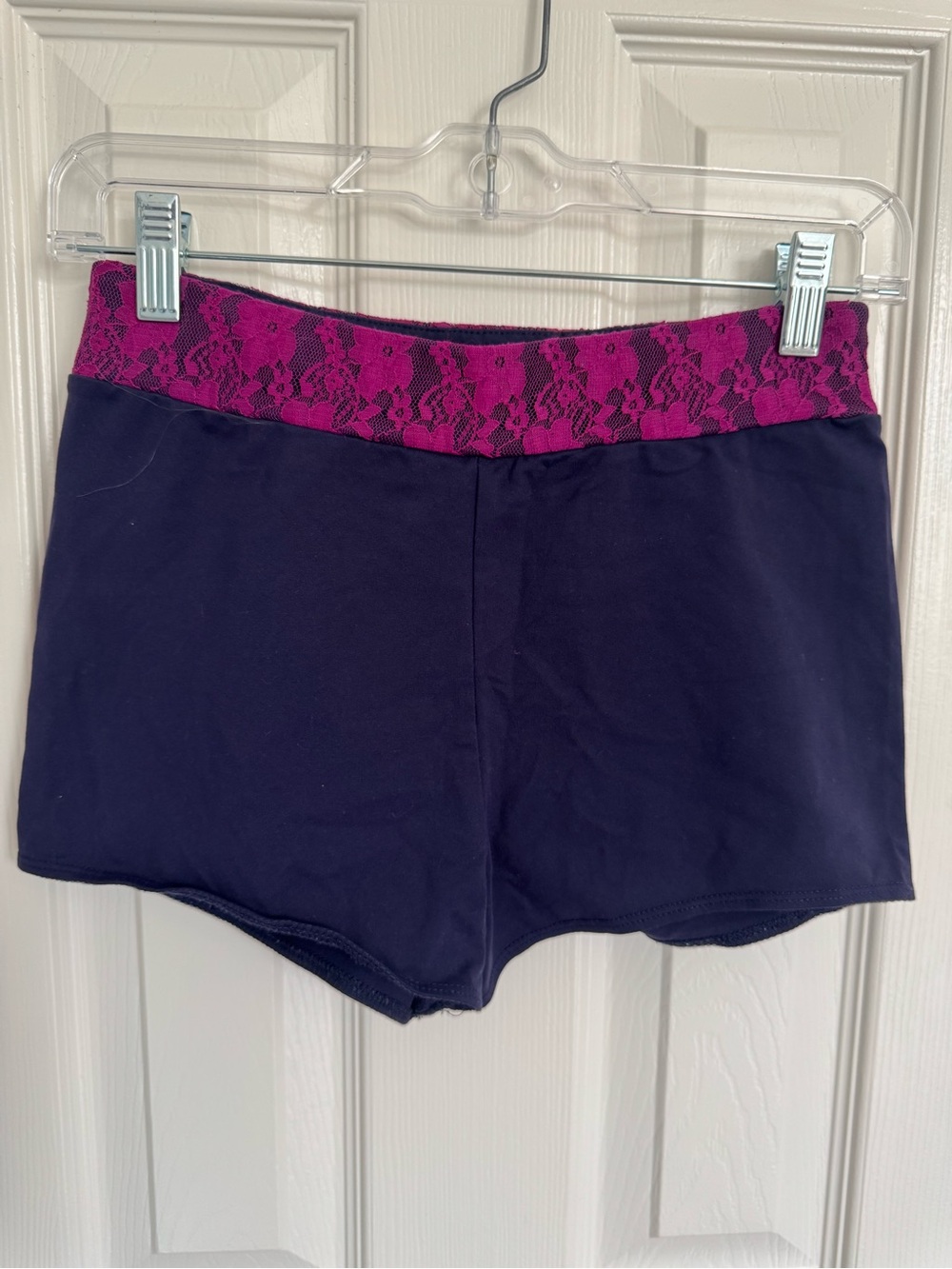 Purple Pixies Lace-Trim Athletic Shorts
